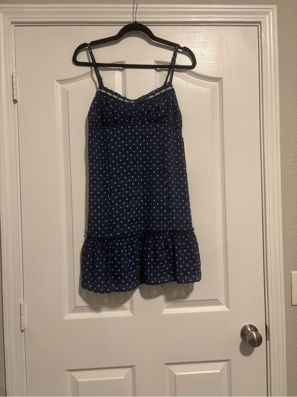 Navy blue with white polka dot babydoll dress